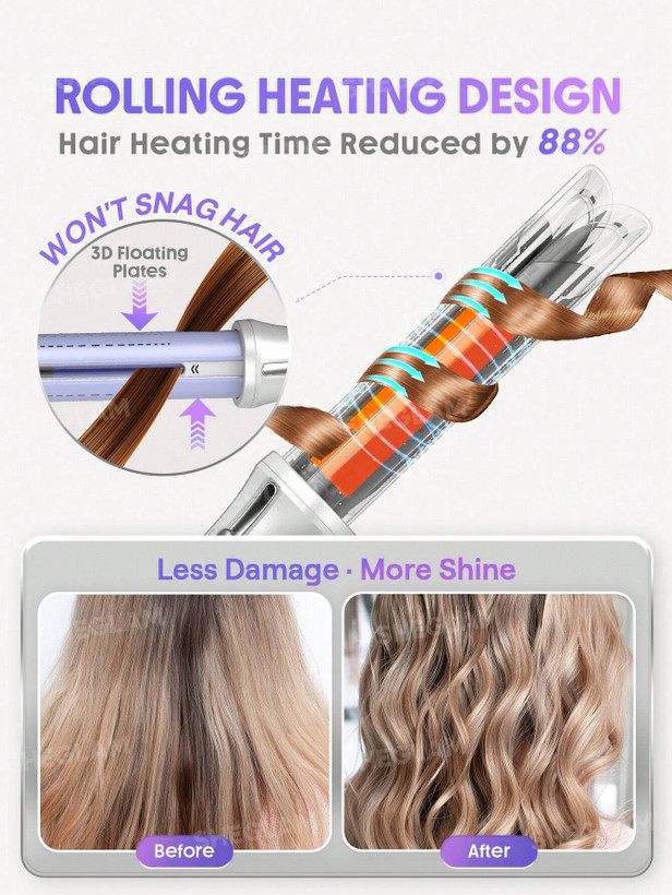 فر مو بنفش شیگلم مدل پرو چرخشی Airflow Styler Pro-25mm